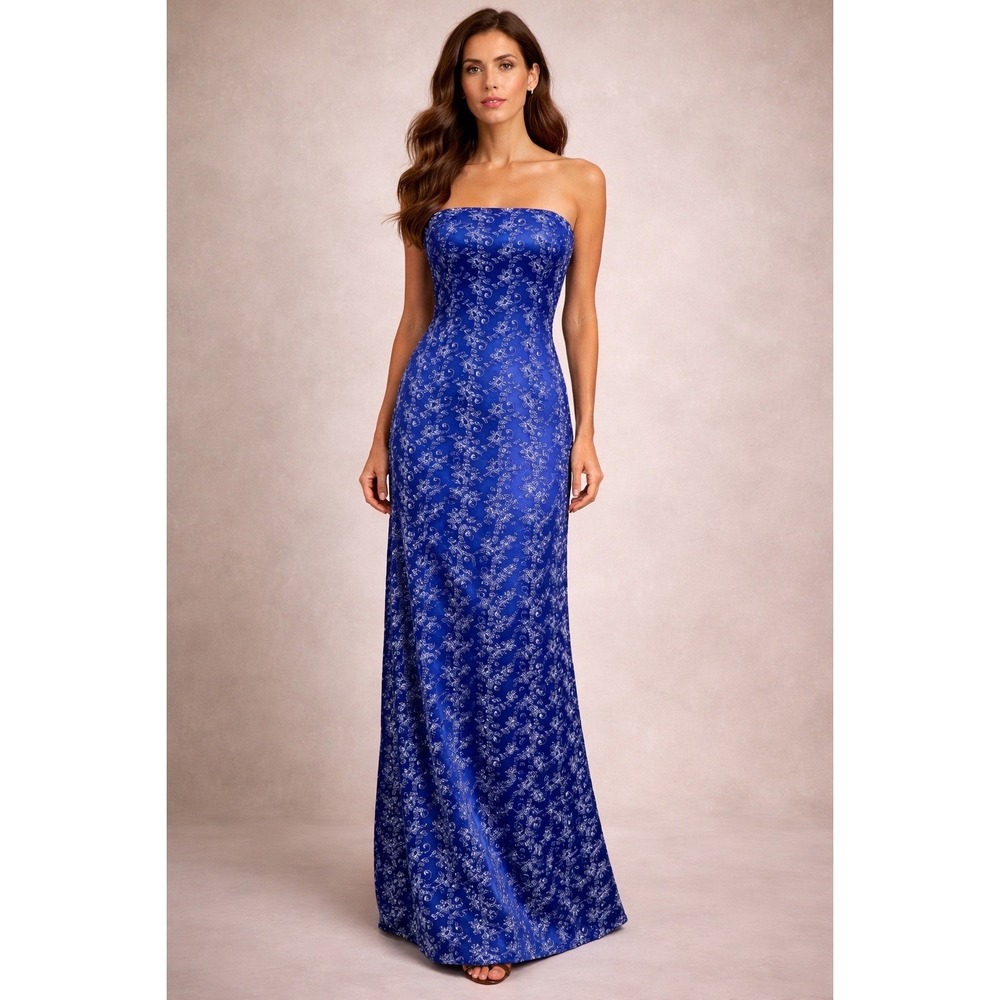 Jessica McClintock Royal Blue Strapless Gown